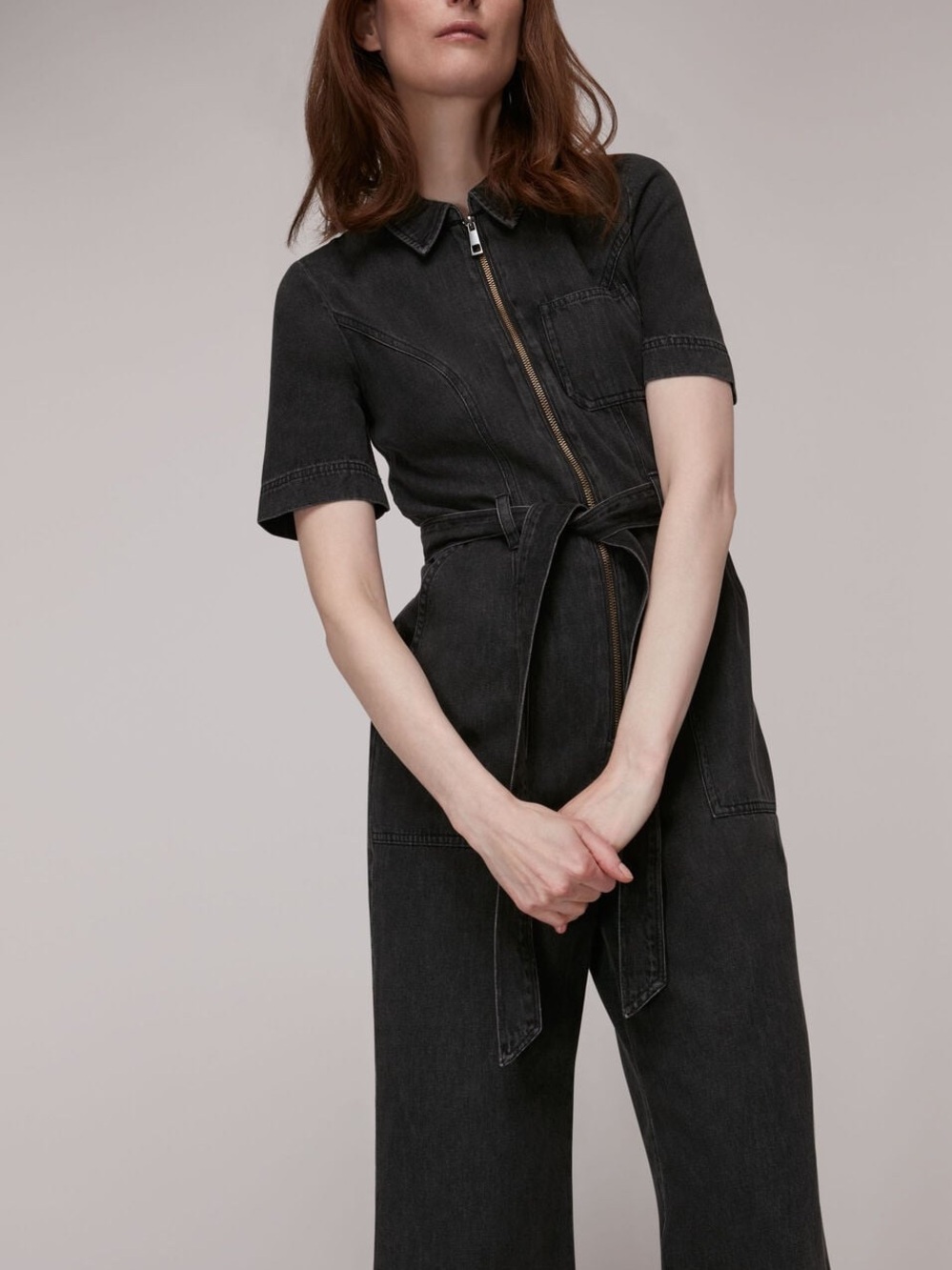 NWT En Saison Aaliyah Black Denim Jumpsuit - Size Small - Picture 1 of 12